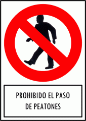 Cartel Linea Prohibición El Paso De Peatones