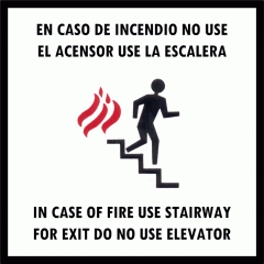 Cartel Linea Evacuación En Caso De Incendio No Use El Ascensor Use La Escalera