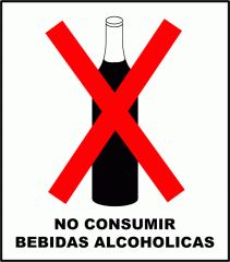 Cartel Linea Prohibición No Consumir Bebidas AlcohÓlicas