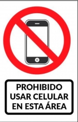 Cartel Linea Autoadhesivos No Utilizar Telefonos Celulares En Este Área 100x150