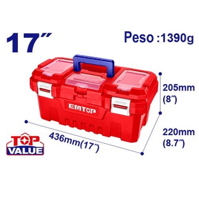 Caja Plastica 17 436x220x205 C/bandeja 15kg Emtop Epbx1701