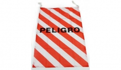 Bandera Con Leyenda Peligrocon Cordones De Sujecion 50cm X 70cm. Cd-7294