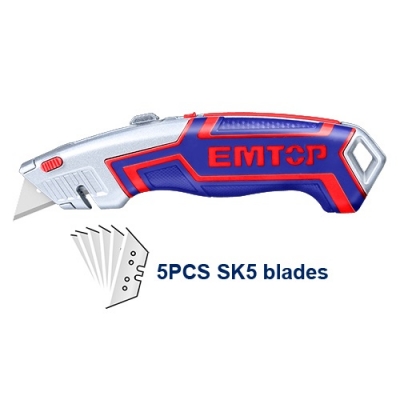 Cutter Metalico Trapezoidal C/grip C/5 Hojas Rpto Emtop Esnkt6118