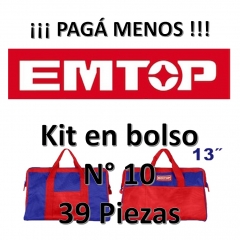 Set Promocion 39 Herramientas En Bolso 13pulg Emtop Kit10