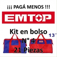 Set Promocion 21 Herramientas En Bolso 13pulg Emtop Kit4