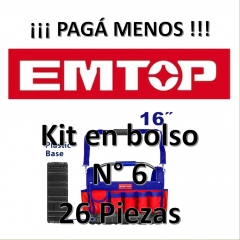 Set Promocion 26 Herramientas En Bolso 16pulg Emtop Kit6