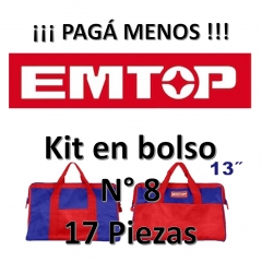 Set Promocion 17 Herramientas En Bolso 13pulg Emtop Kit8