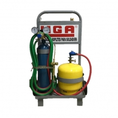 Mini Equipo Oxi-gas C/garrafa 3 Kgy Tubo De Oxígeno ½ M³ C/válvula, Soplete M3 Y Carro Transportador